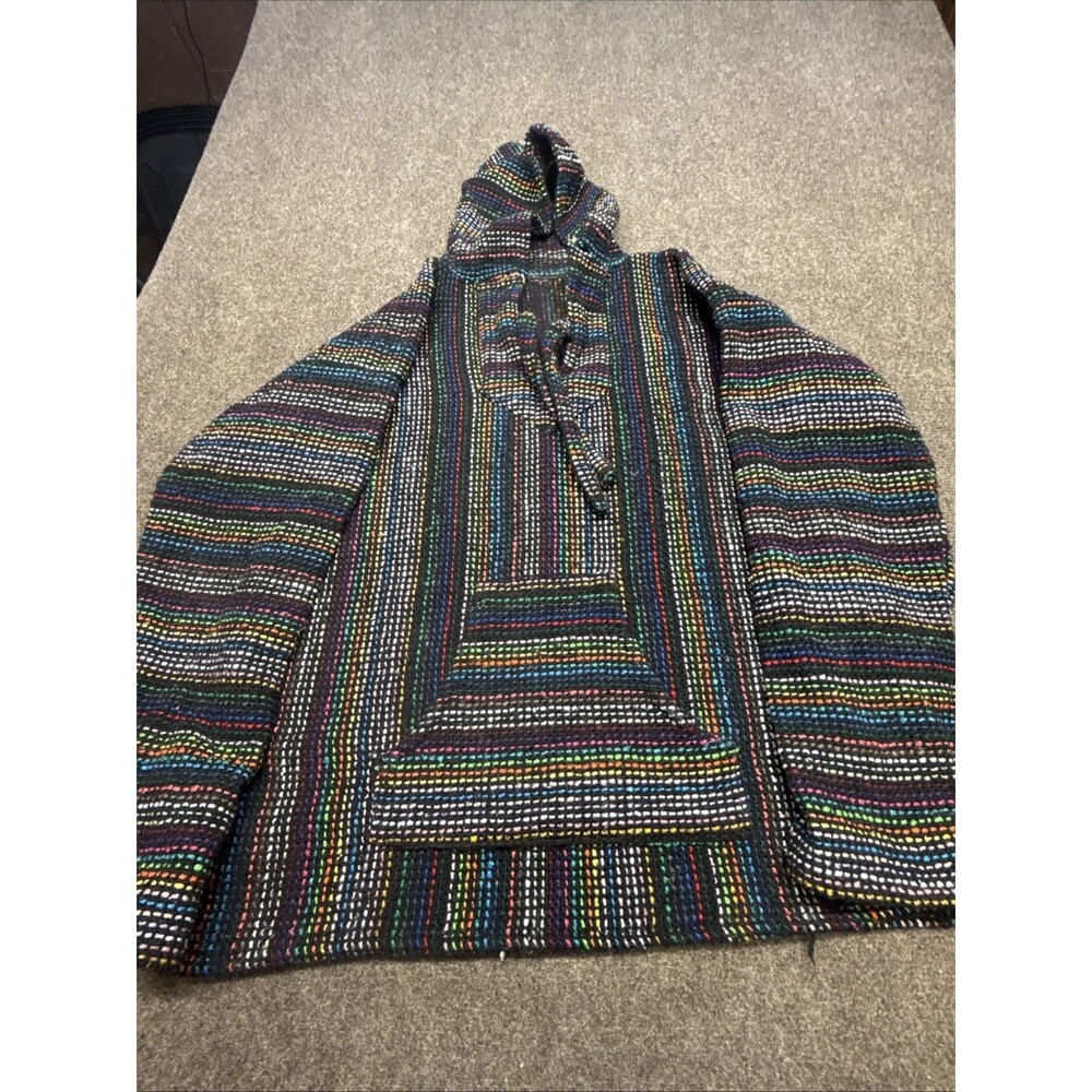 90s Drug Rug Hippie Hoodie Rainbow Stoner Sweatshirt Medium